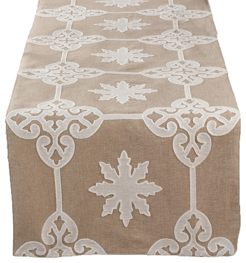 Decorative Applique Design Baroque Cotton Table Runner