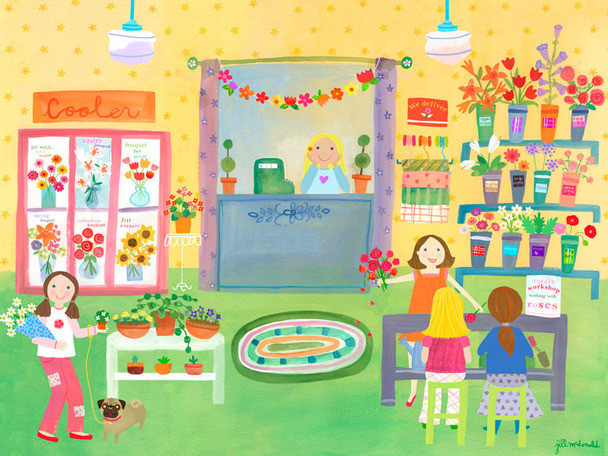 "Flower Shop" Stretched Canvas Wall Art by Jill Mcdonald, 24"x18"