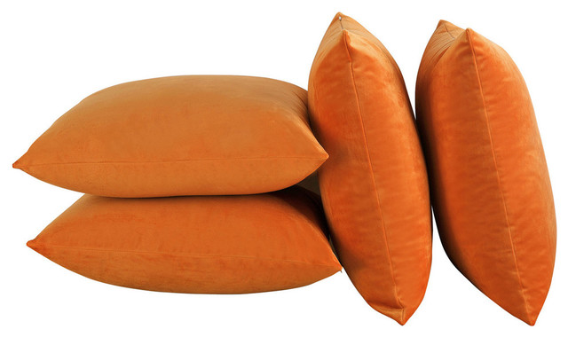 Supersoft Throw Pillow Cover 4 Piece Set, Burnt Orange