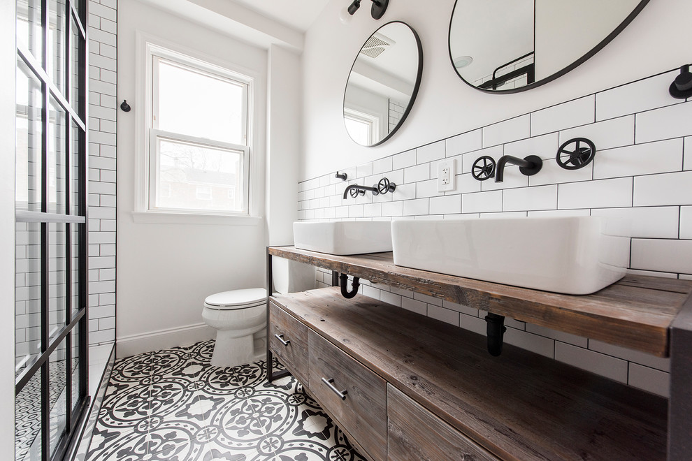 Inspiration for an industrial bathroom remodel in DC Metro