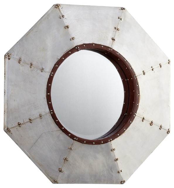Cyan Design Octo Metal Round Mirror, Raw Steel