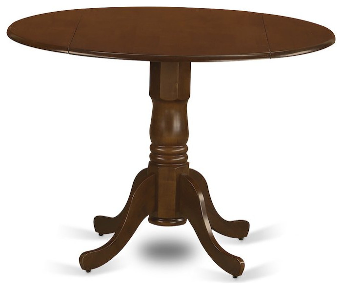 Dublin Round Table With Two 9" Drop Leaves, Saddle Brown