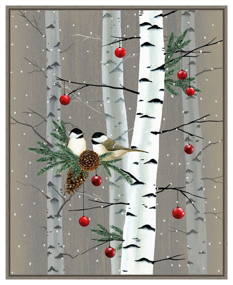 Canvas Art Framed 'Birch Birds II' by Grace Popp, Outer Size 23x28