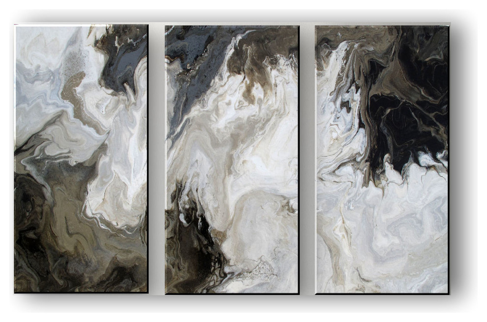 High Gloss Resin Painting 3 piece Abstract Painting Modern Canvas