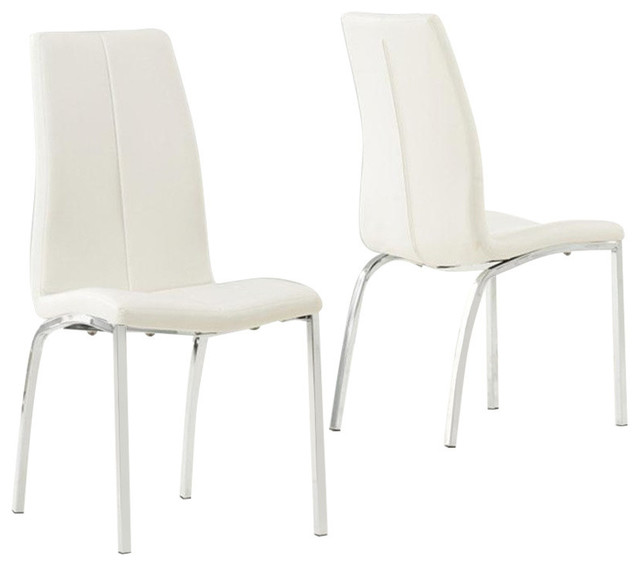Carsen Dining Chairs, Ivory Faux Leather, Set of 2