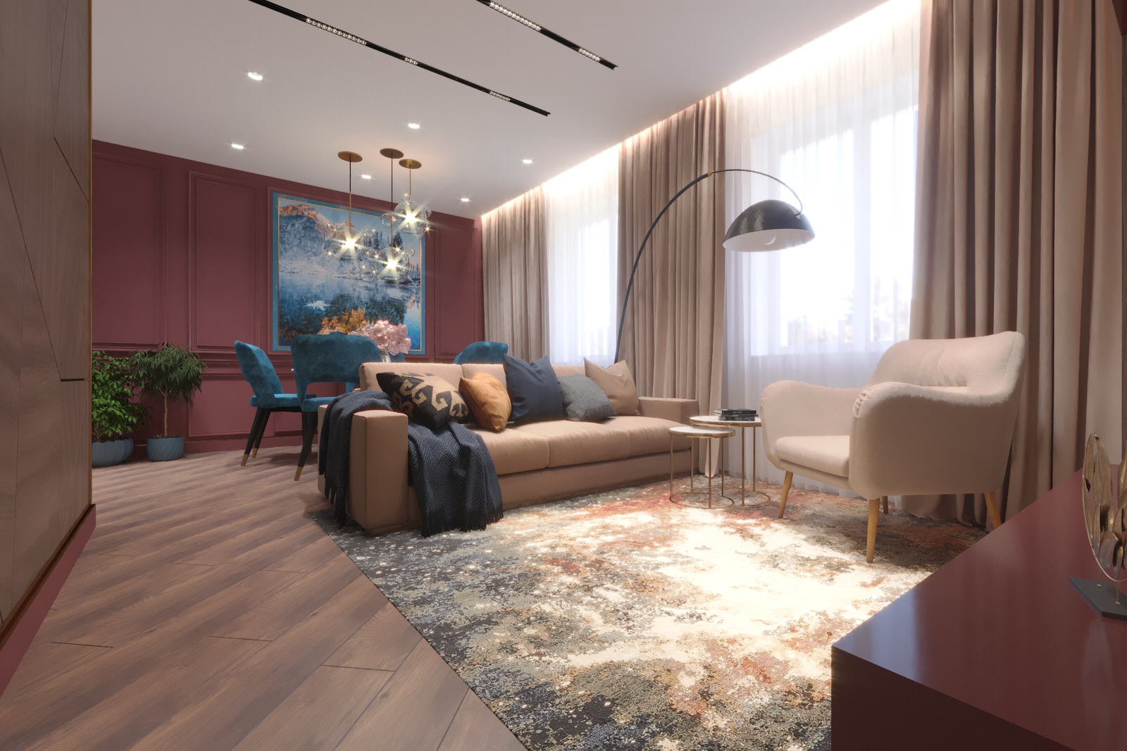 Дизайн-проект интерьера трехкомнатной квартиры.