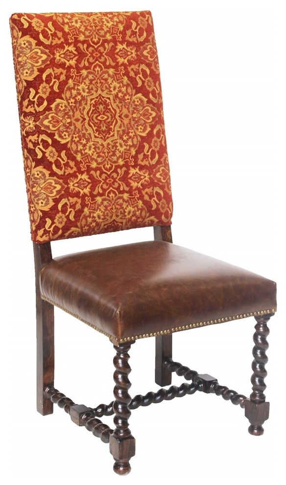 Terracotta Chenille Barley Twist Dining Chair, Set of 8 Traditional Dining Chairs by John