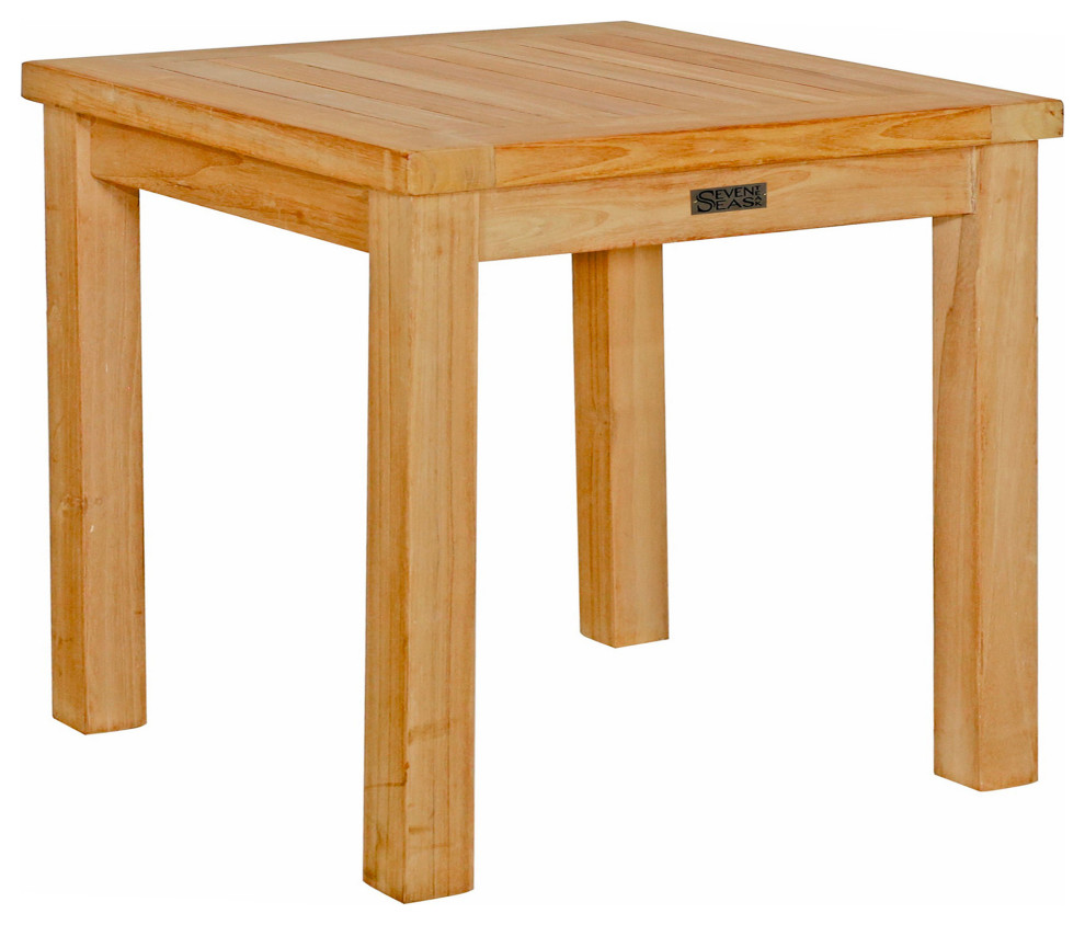 Teak Wood Santa Monica Outdoor End Table, Large - Transitional ...