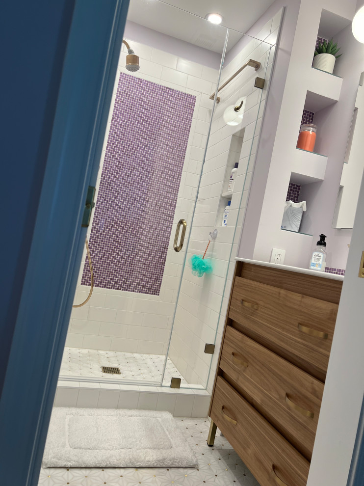 We added an entirely new bath upstairs for their soon-to-be teenage daughter.
