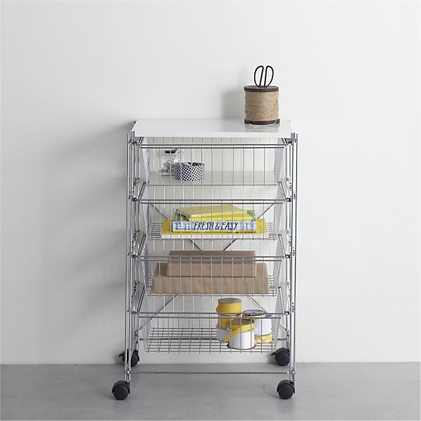 Max Chrome 4-Drawer Cart With White Top