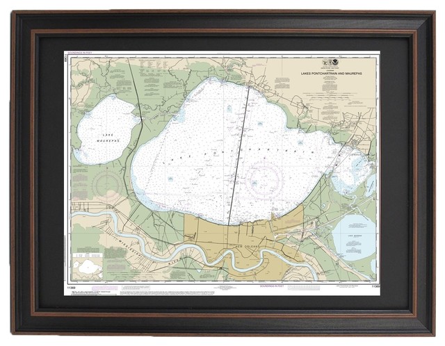 Nautical Chart Lakes Pontchartrain And Maurepas Traditional Prints