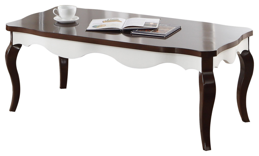 Unique Coffee Table, Cabriole Legs With Scalloped Accented Top, Walnut