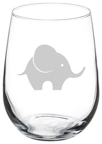 Wine Glass Goblet Baby Elephant, 17 Oz Stemless