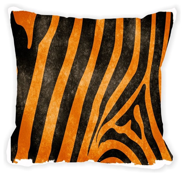 Orange Tiger Stripes Grunge Background Microfiber Throw Pillow Orange Tiger Stripes Grunge Background Microfiber Throw Pillow Contemporary Decorative Pillows By Value Gifts