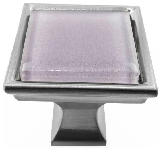 Wisteria Purple Crystal Glass Brushed Nickel Madison Classic Knob