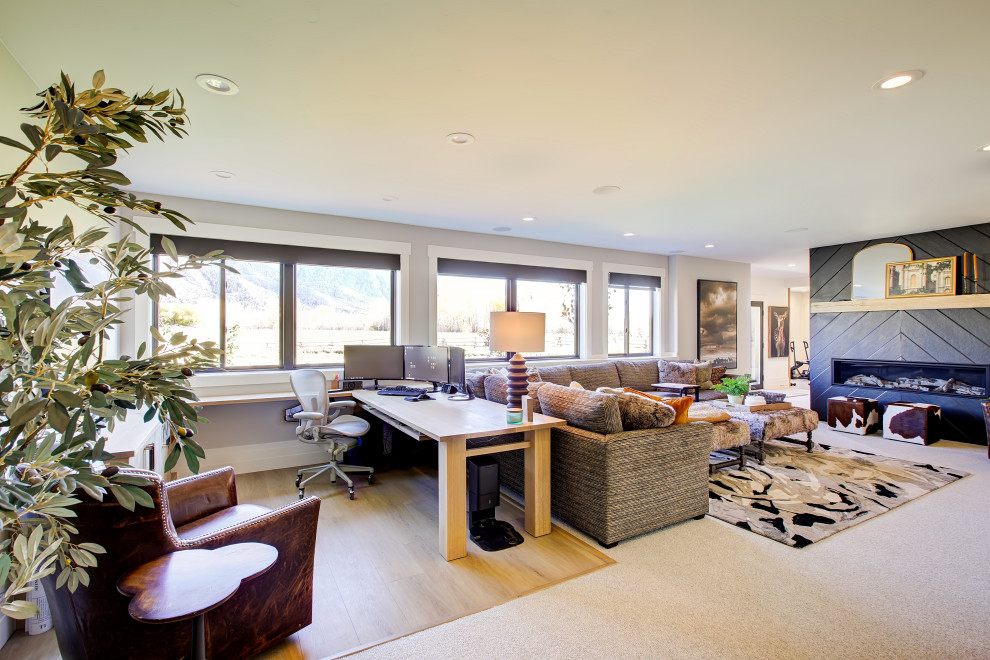 Example of a farmhouse home office design in Other