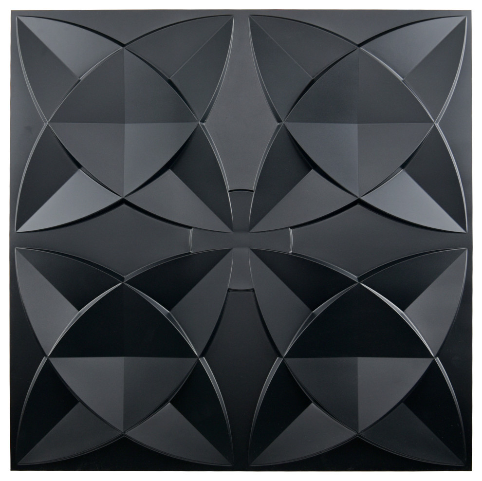 23.82"x23.82" PVC Glue Up Ceiling Tiles, Set of 12, Black