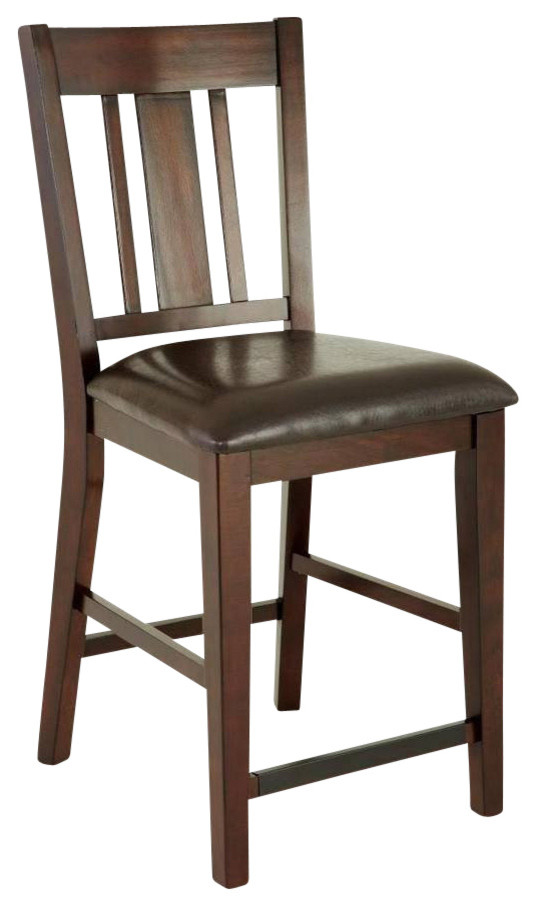 Steve Silver Gibson Casual Counter Height Chair w/ Slat Back in Brown (Set of 2)