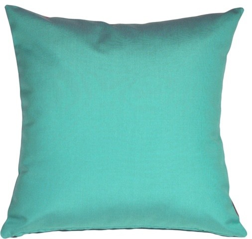 Pillow Decor - Sunbrella Solid Color Outdoor Pillow, Aruba Turquoise, 20" X 20"