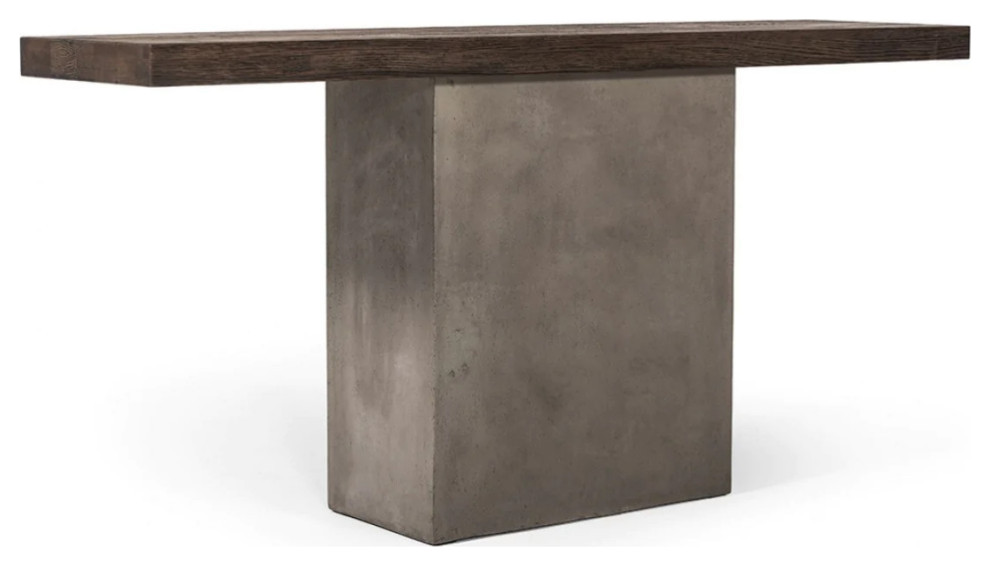 Kian Modern Oak and Concrete Console Table Contemporary Console