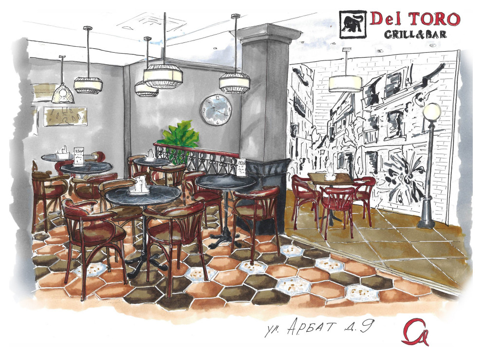 Дизайн ресторана  Del Toro Grill&Bar ул.Арбат д.9