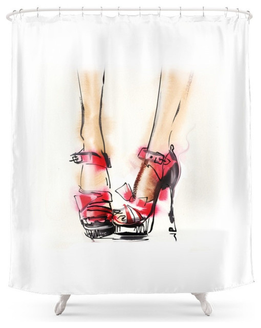 Red Shoes Shower Curtain Contemporary Shower Curtains By