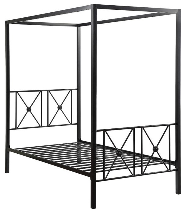 Lexicon Rapa Twin Metal Canopy Platform Bed in Black