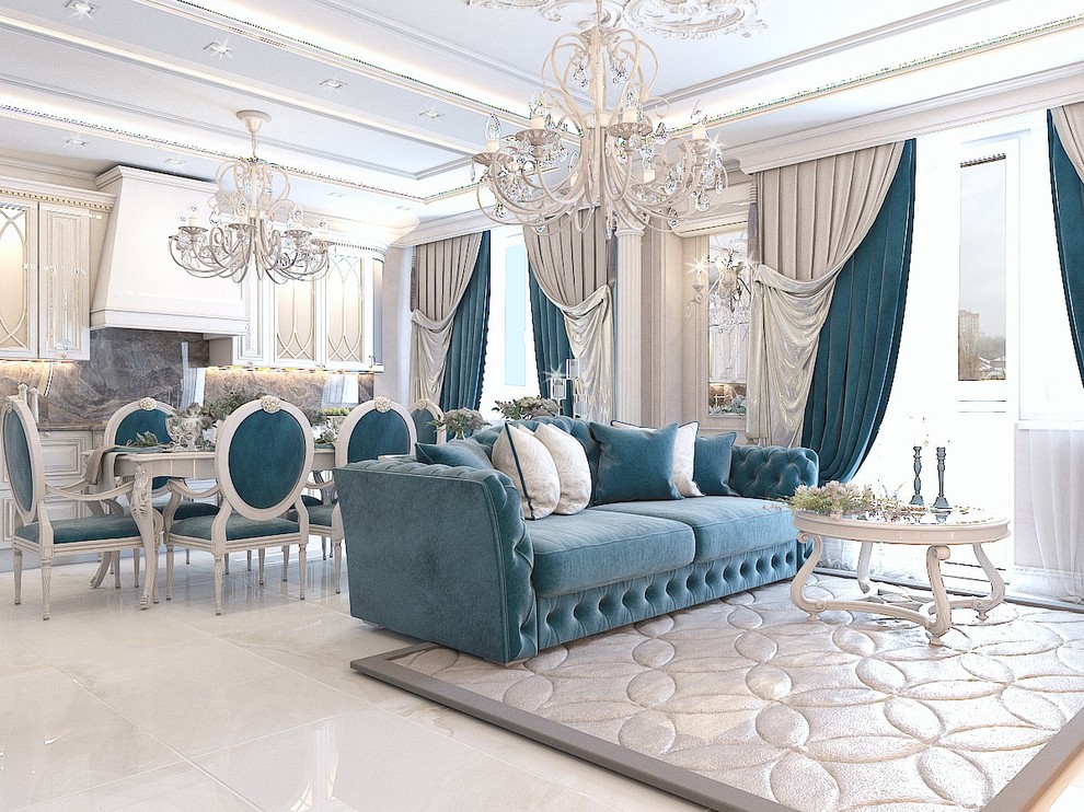 Кухня-гостиная-холл в 3-комнатной квартире. г.Ростов-на-Дону