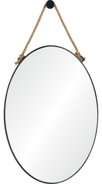 Parbuckle Oval Modern Wall Mirror With Decorative Hemp Rope And Hook Beach Style Wall Mirrors By Buildcom