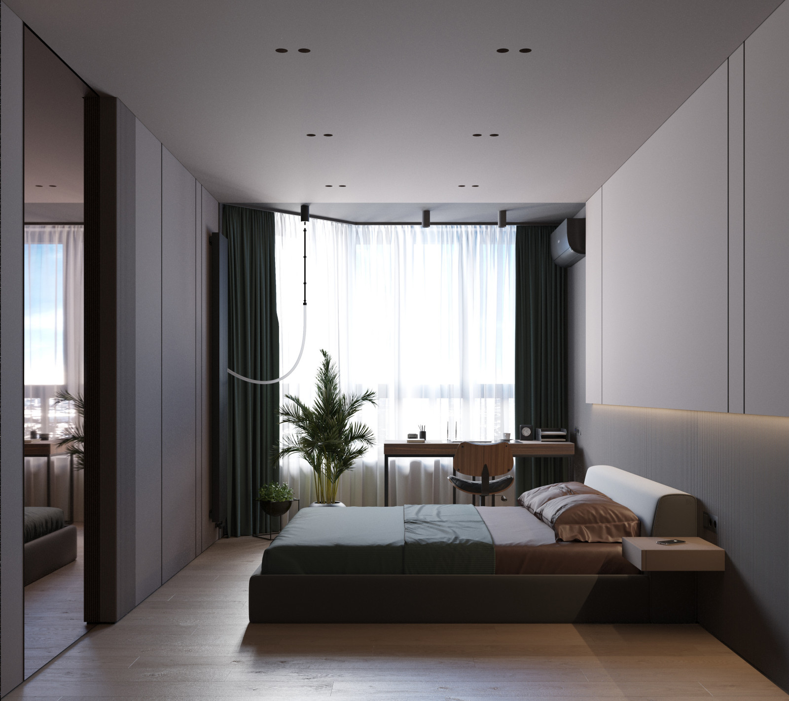 Стильная спальня с кабинетом