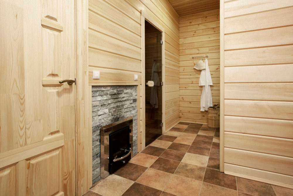 Баня в доме из клееного бруса