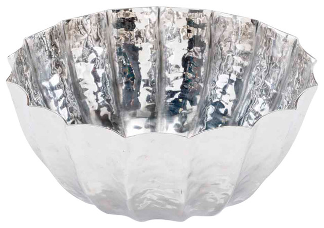 Scalloped Silver Bowl Contemporary Decorative Bowls By