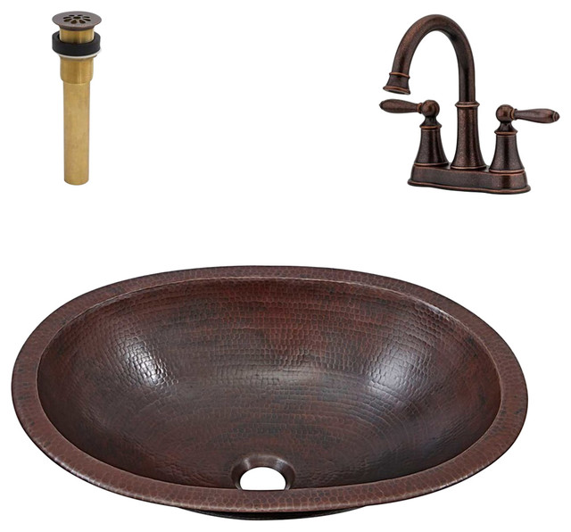 Wallace Undermount/Drop-In Copper Sink Kit With Bronze Faucet and Drain