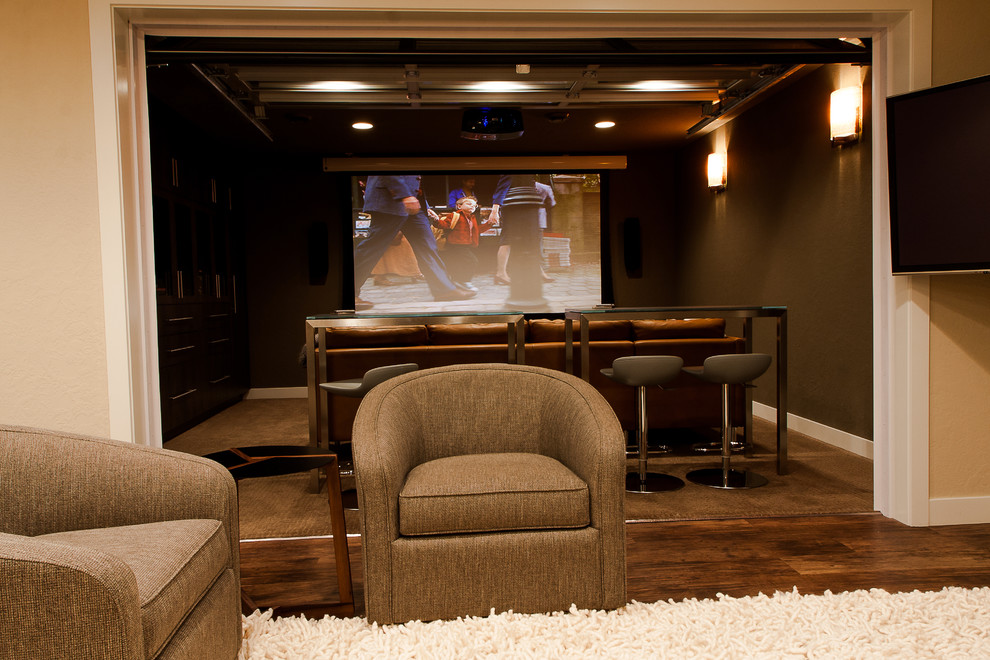 This is an example of a modern home theatre in Other.