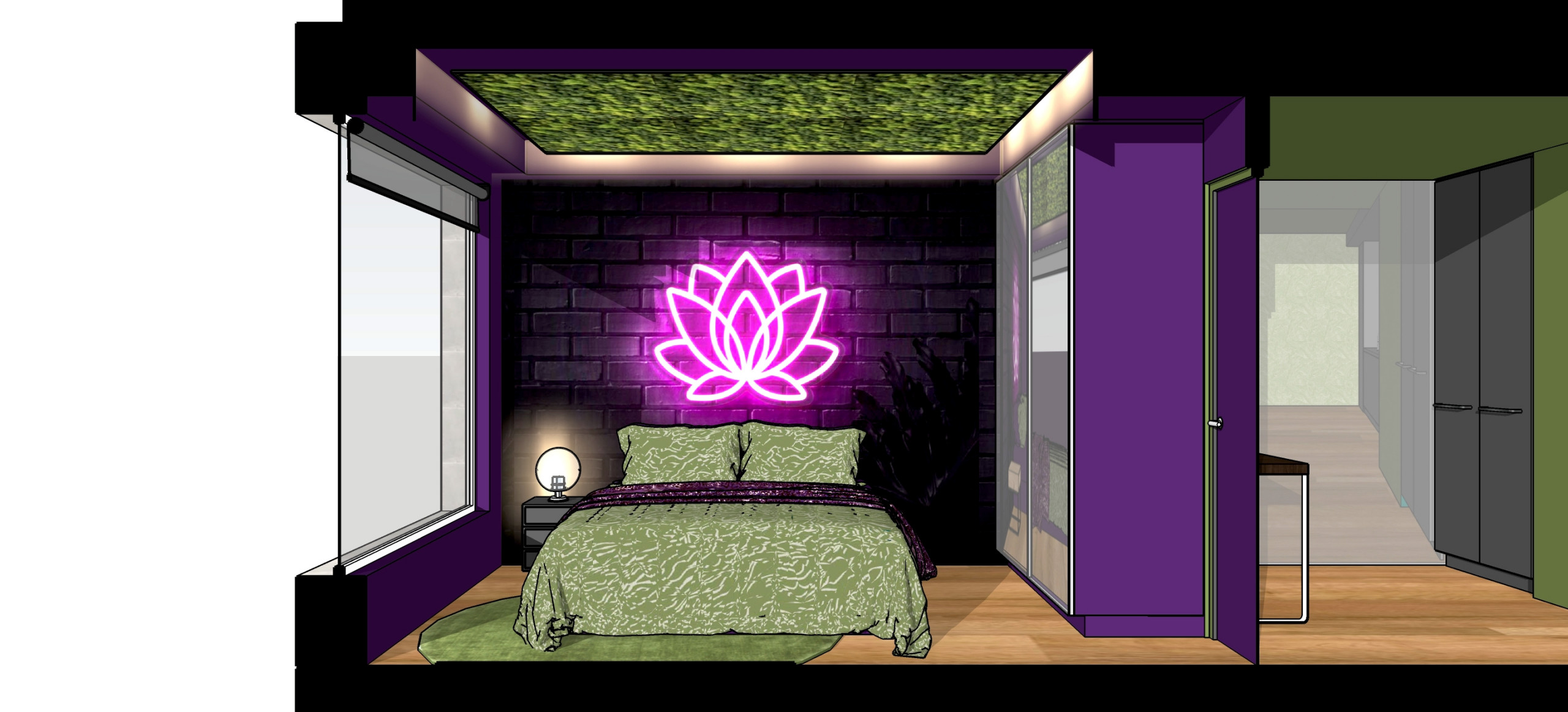 おしゃれな寝室 紫の壁 壁紙 のインテリア画像 75選 22年8月 Houzz ハウズ