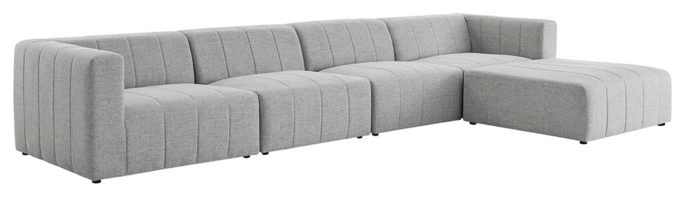 Bartlett Upholstered Fabric 5-Piece Sectional Sofa Light Gray
