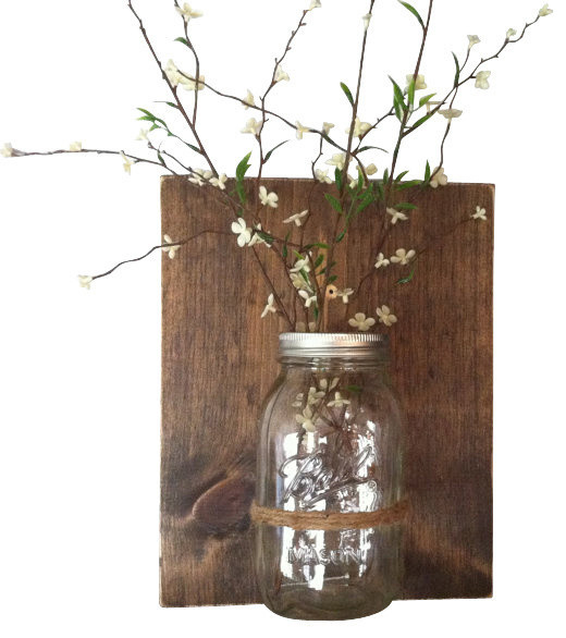 Rustic Mason Jar Wall Vase Rustic Vases by The Wooden Owl