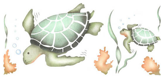 Sea Turtles Stencil Traditional Wall Stencils By Ease Sea Turtles Stencil