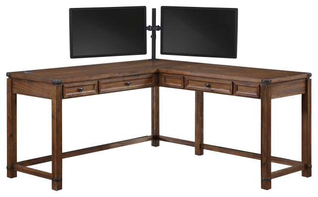 Baton Rouge Desk Baton Rouge L-Shape Desk With Dual Monitor Mount - Farmhouse - Desks ...