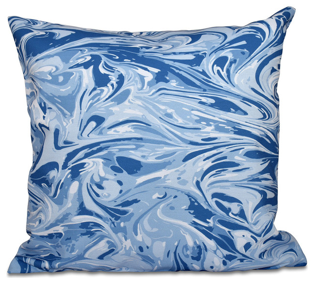 M?lange, Geometric Outdoor Pillow, Blue, 20"x20"