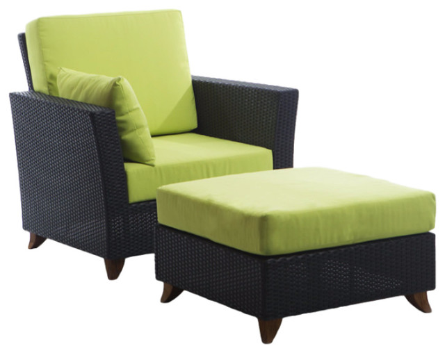Rattan Chair Ottoman Set With Cushions Tropical Outdoor Lounge Rattan Chair Ottoman Set With Cushions Tropical Outdoor Lounge Chairs By All Things Cedar Inc
