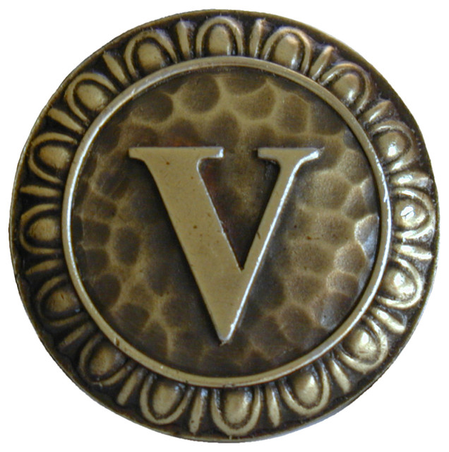 Notting Hill Initial V Knob, Dimensions 13/8" diameter And