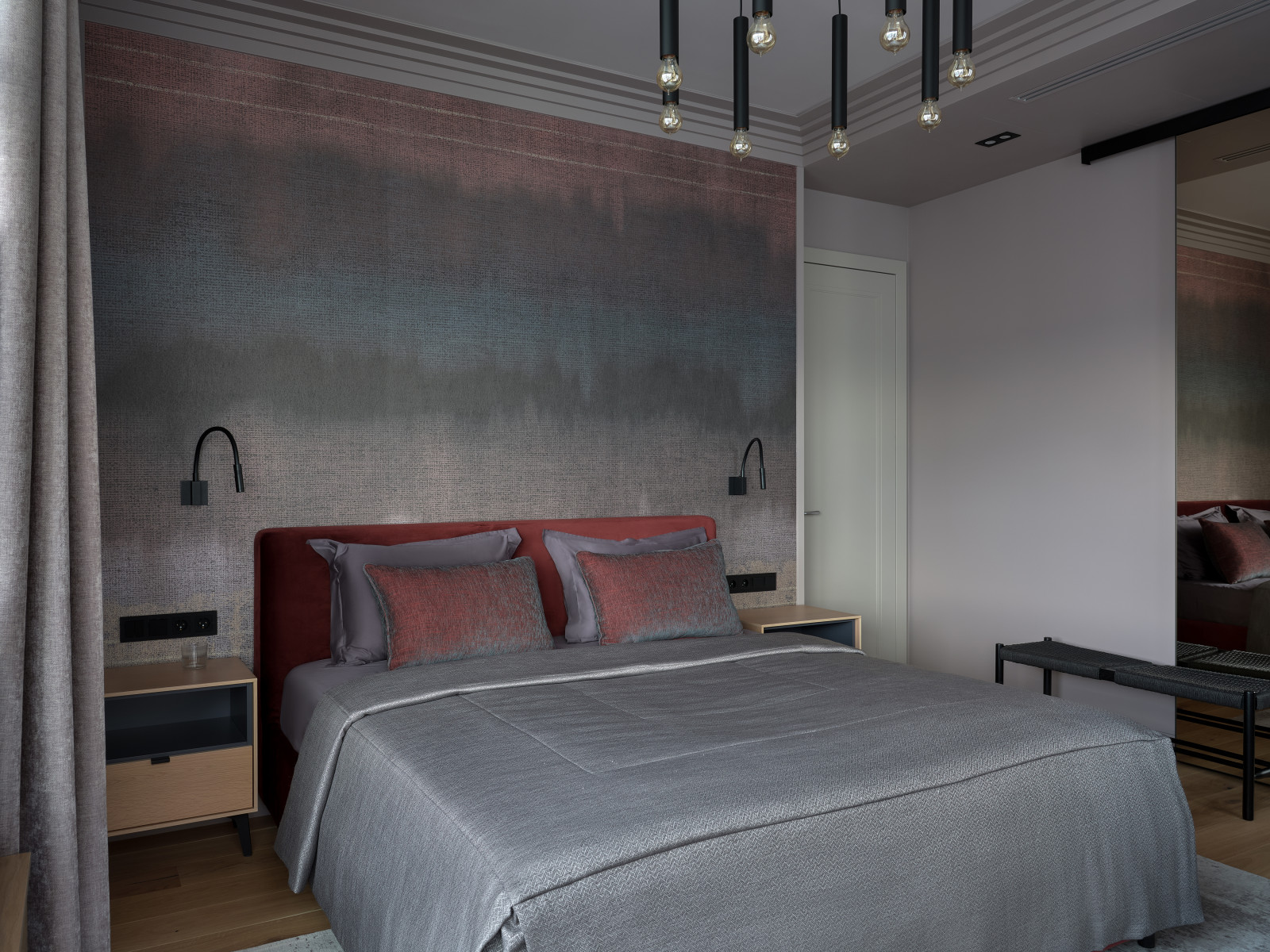 Современный интерьер с фиолетовыми акцентами