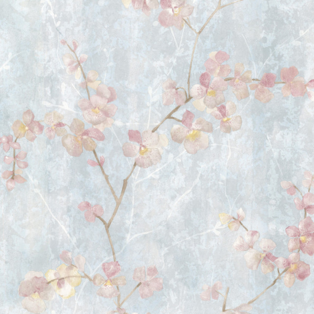Chapman Blue Cherry Blossom Trail Wallpaper Bolt