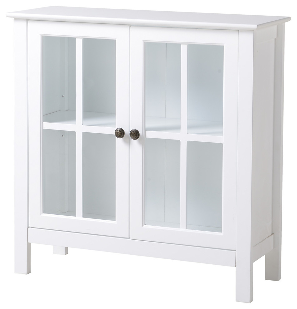 Os Home And Office White Glass Door Accent And Display Cabinet ...