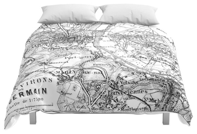 Society6 Vintage Paris Map Comforter Contemporary Comforters