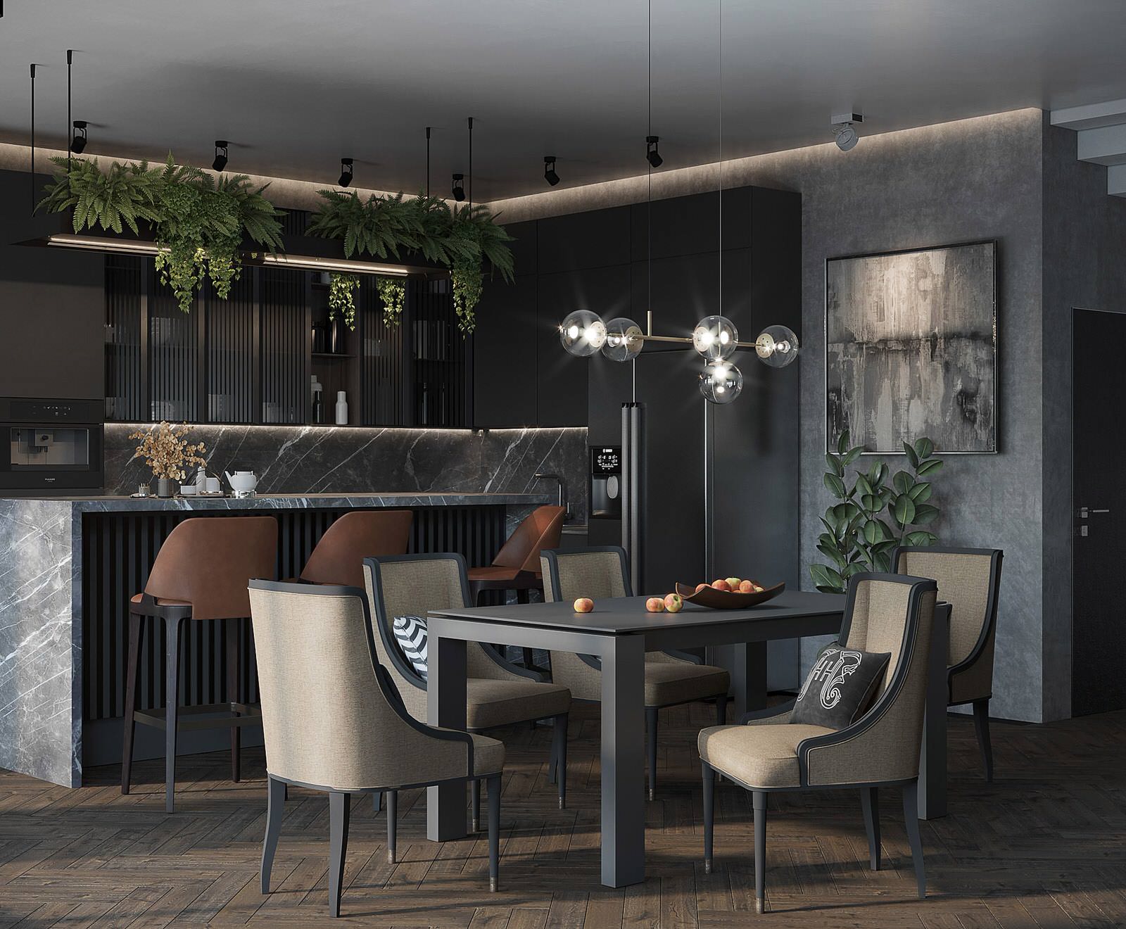 Зона кухни-столовой. Подмосковье. Частное домовладение.