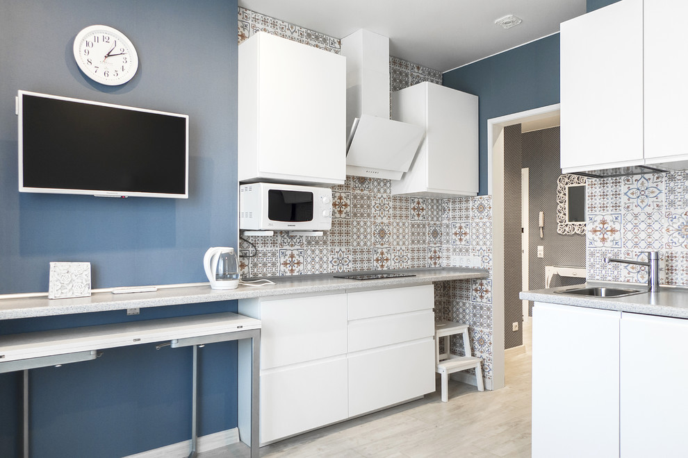 Кухня со сложенным столом