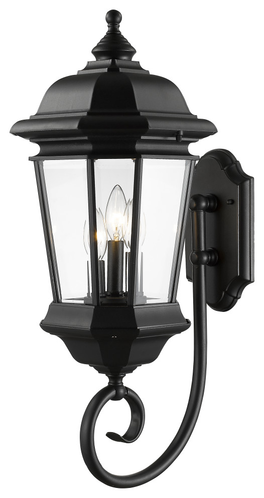 Melbourne Collection 3 Light Outdoor Wall Light in Black Finish
