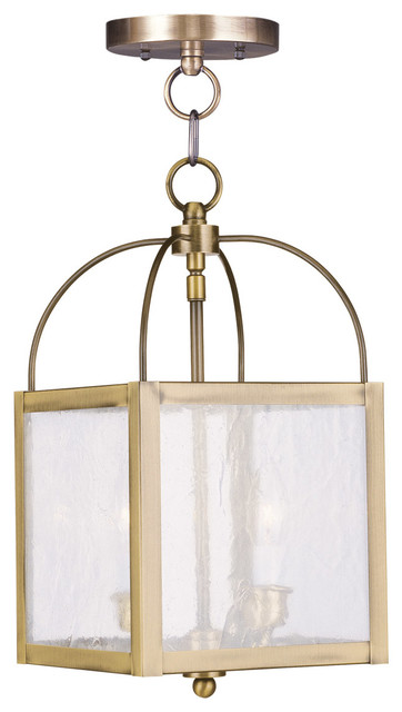 Milford Convertible Chain-Hang and Ceiling Mount, Antique Brass